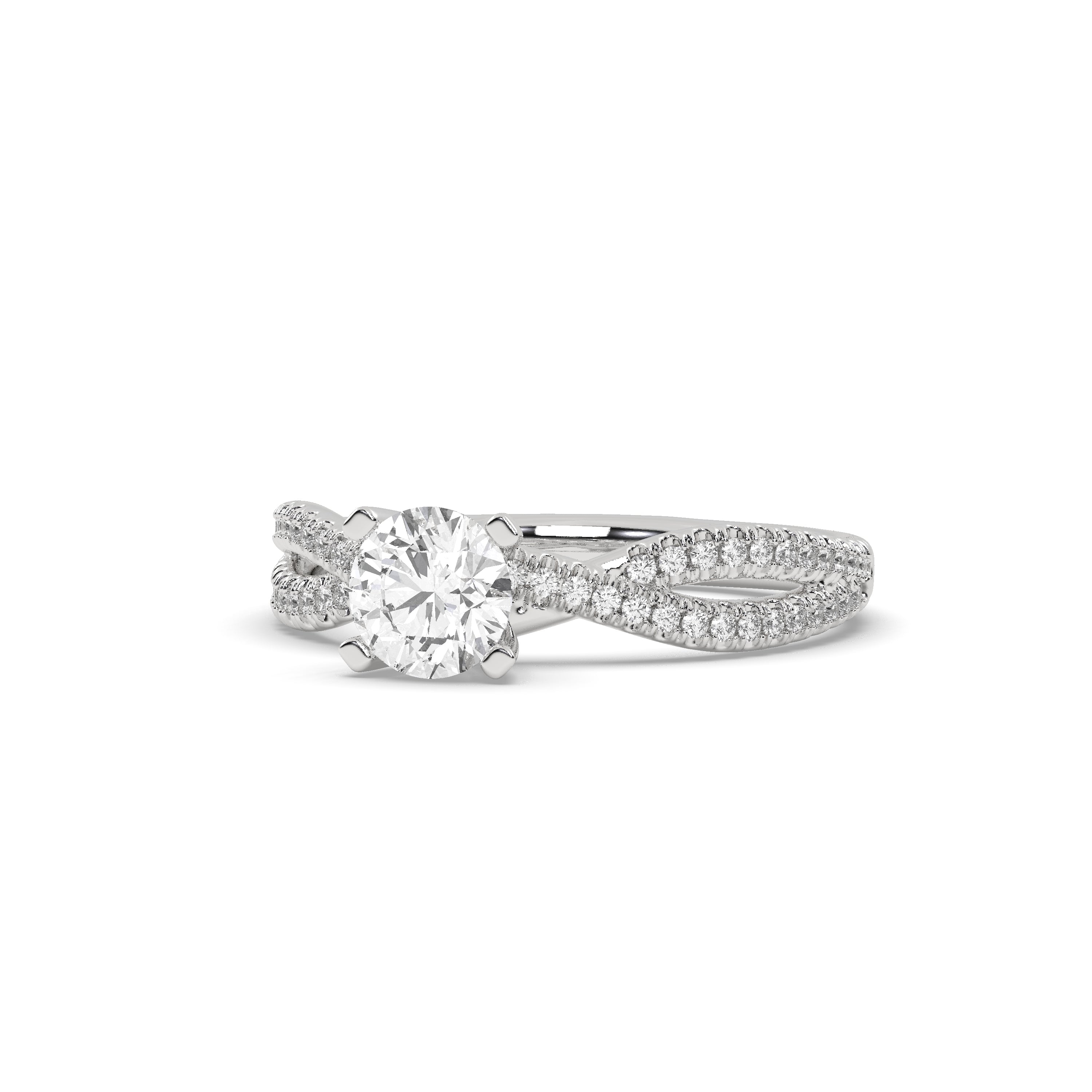 White Gold Studded 0.958 Carat Lab Grown Diamond Ring-F Color VS1 Clarity.